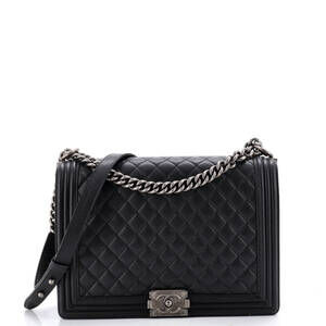 Chanel Large Boy Flap Bag Quilted Caviar